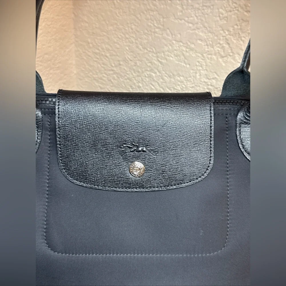 LONGCHAMP Paris Boho Large Tote Handbag In Black Color Made In France - Picture 3 of 16